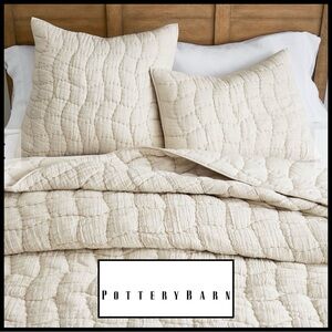 Pottery Barn Cloud Linen Standard Sham in Flax. PAIR.
